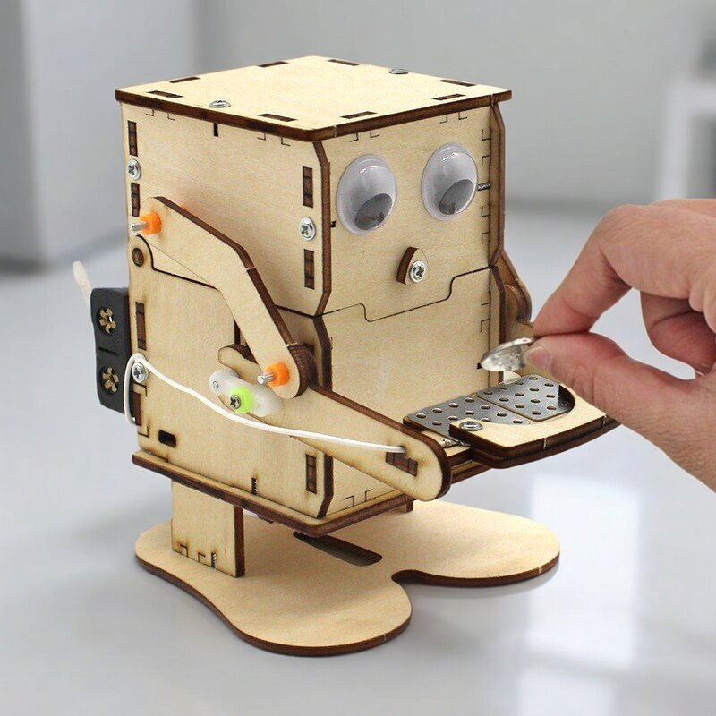 Stem Robotics Kit - Robô de Madeira Montável DIY que